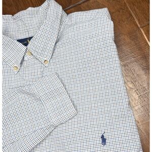 Polo Ralph Lauren Button Down Shirt Mens 3XLT Blue Plaid Long Sleeve Cotton Pony